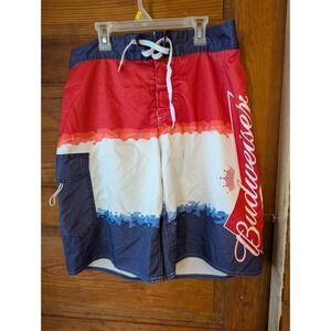 Budweiser Medium Men's Swim Trunks Red Blue SZ 34
